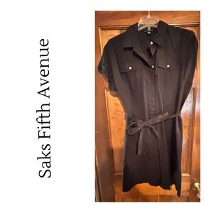 NWOT Saks Fifth Avenue Black Collared Women's Dress